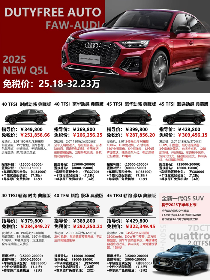 必看！一图读懂奥迪Q5L选购指南，轻松避坑_1_中企诚谊留学生免税车_来自小红书网页版